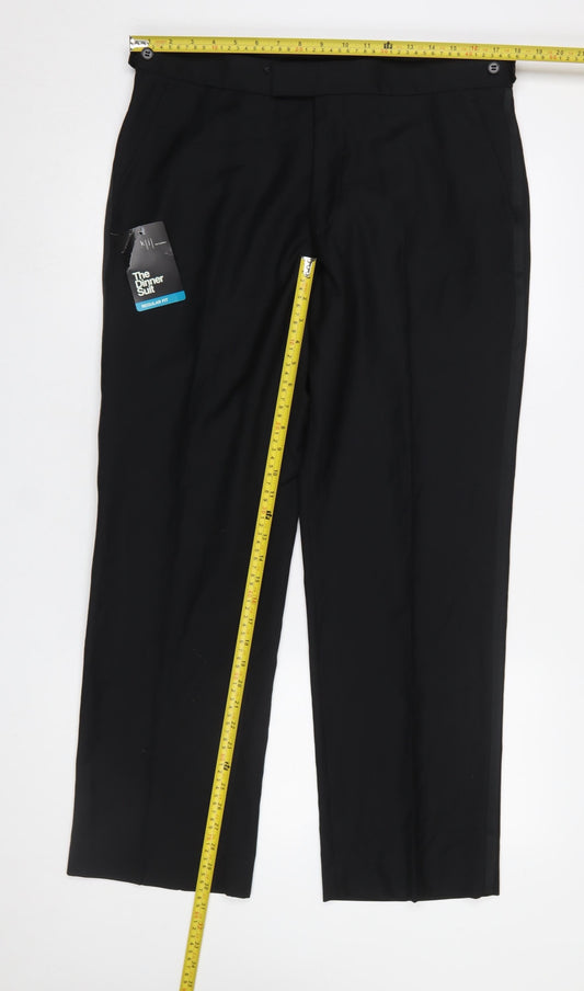 Mens UK Size 36 Short Karl Jackson Regular Fit Dress Pants Black Trousers