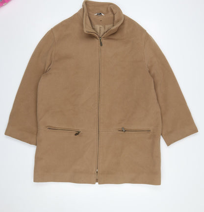 Klass Collection Women's Beige Fleece Mid-Length Zip Coat Size 16