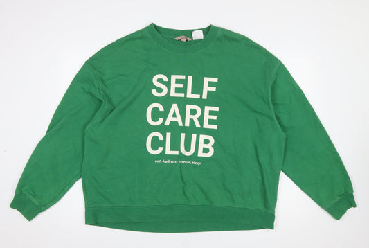 Womens UK Size XL H&M Green Pullover Sweatshirt
