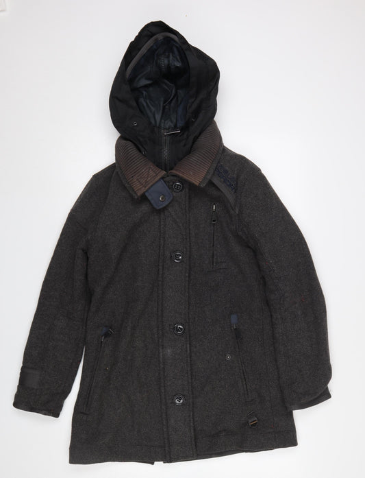 Mens UK Size XS Superdry Grey Overcoat