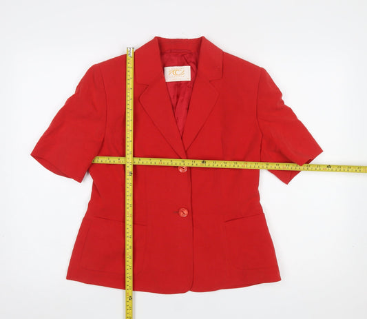 Country Casuals Red Petite Linen Blend Short Sleeve Suit Jacket Size 10