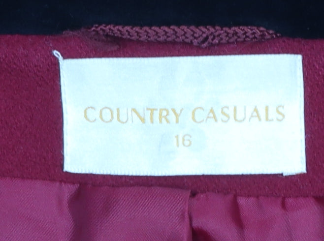 Womens UK Size 16 Country Casuals Red Overcoat