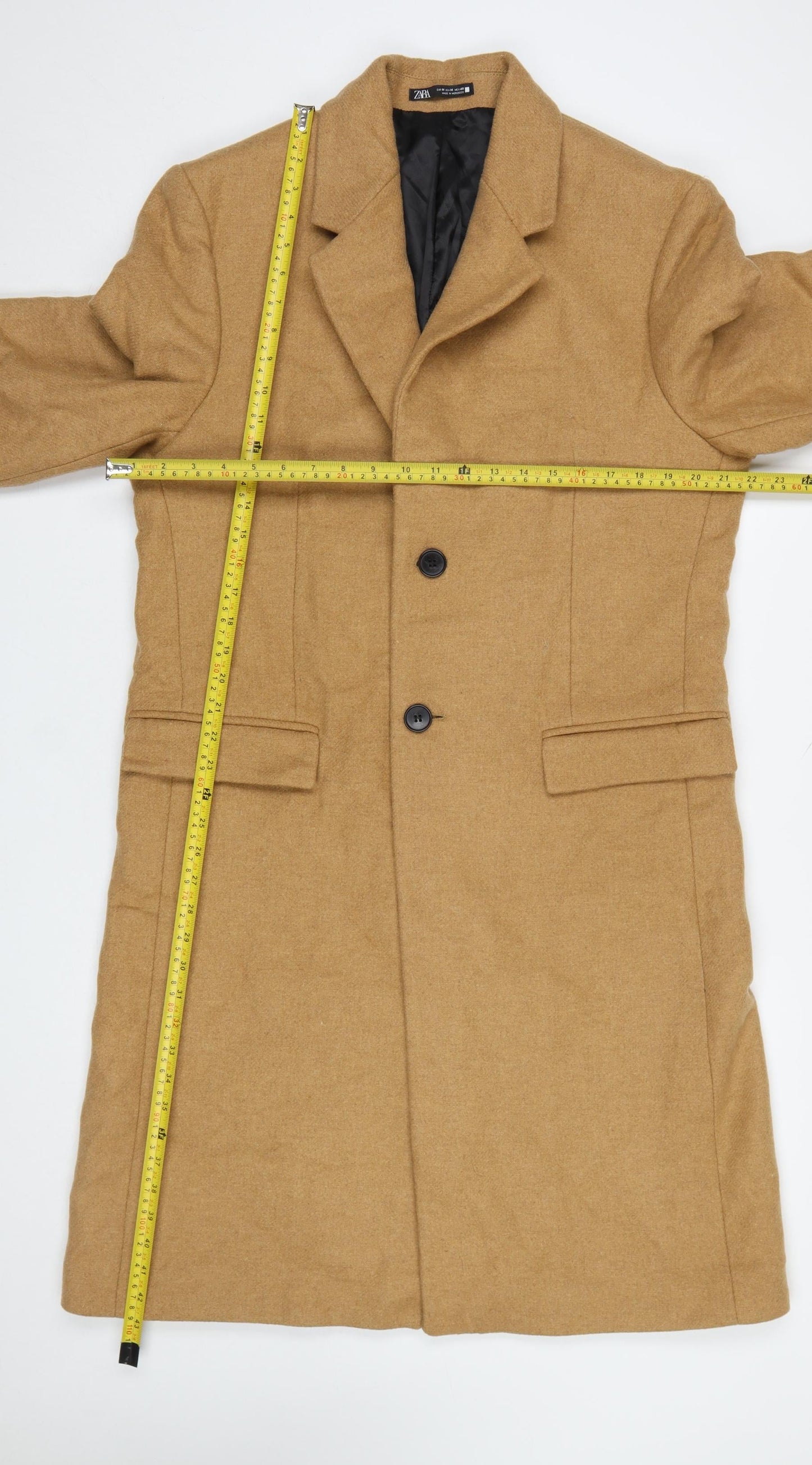 Womens UK Size 12 Zara Beige Overcoat