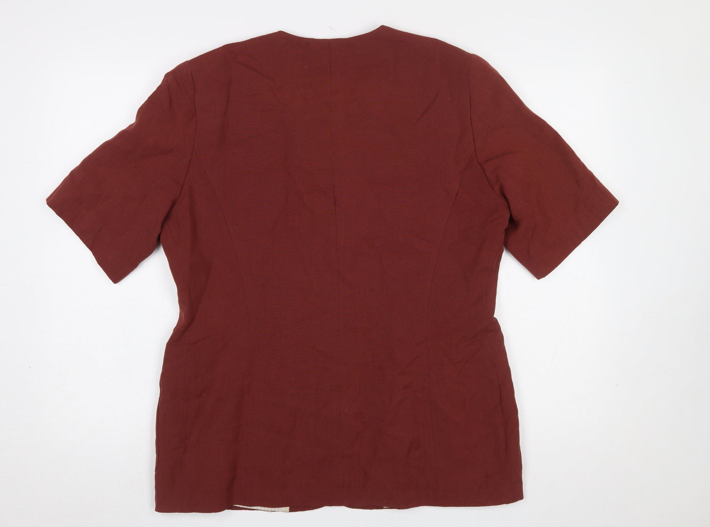 Marks and Spencer Women Burgundy Linen Blend Short Sleeve Suit Jacket UK 16