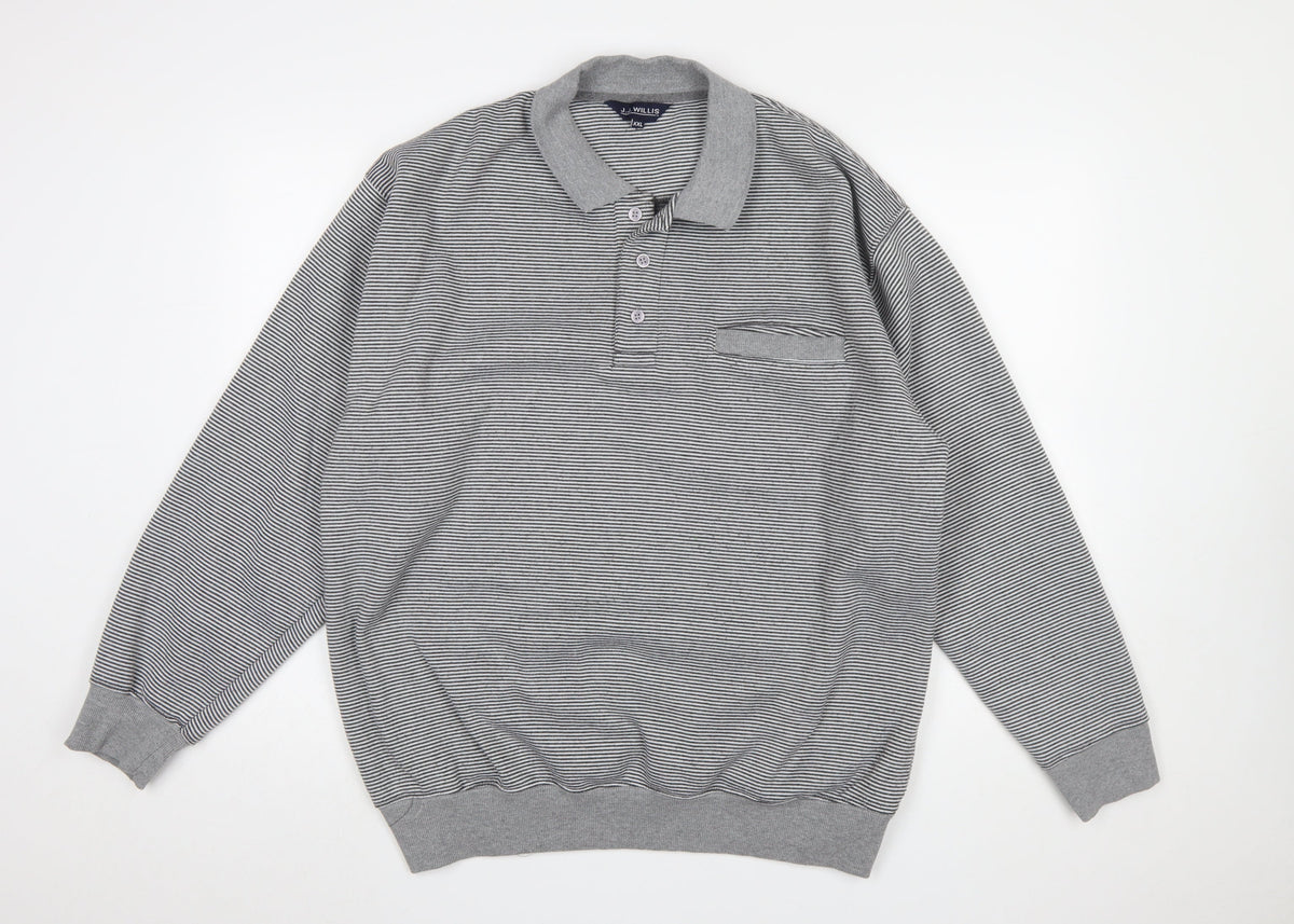 Mens UK Size 2XL J.J. Willis Grey Henley Sweatshirt