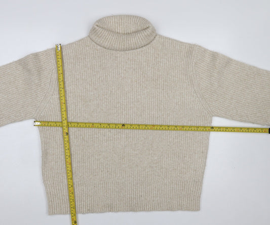 Marks and Spencer Womens Beige Roll Neck Chunky Knit Jumper Size L