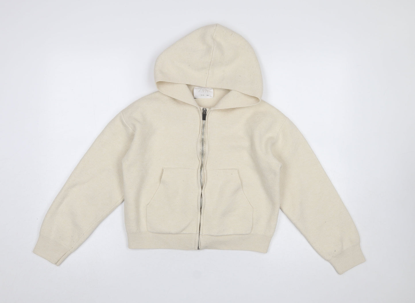 Girls UK Size 13-14 Years Zara Beige Full Zip Jumper
