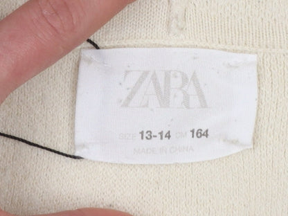 Girls UK Size 13-14 Years Zara Beige Full Zip Jumper