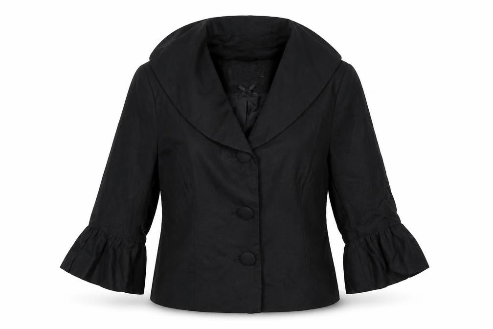 Atmosphere Women Black Size 12 Cropped Suit Jacket with 3/4 Sleeves