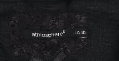 Atmosphere Women Black Size 12 Cropped Suit Jacket with 3/4 Sleeves
