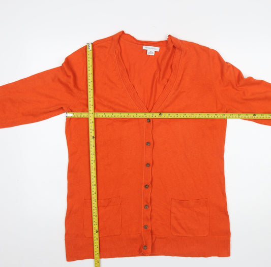 Womens UK Size XL Liz Claiborne Orange Cardigan Jumper