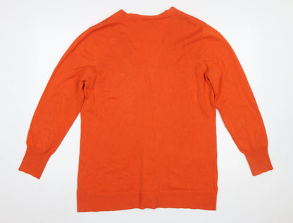 Womens UK Size XL Liz Claiborne Orange Cardigan Jumper