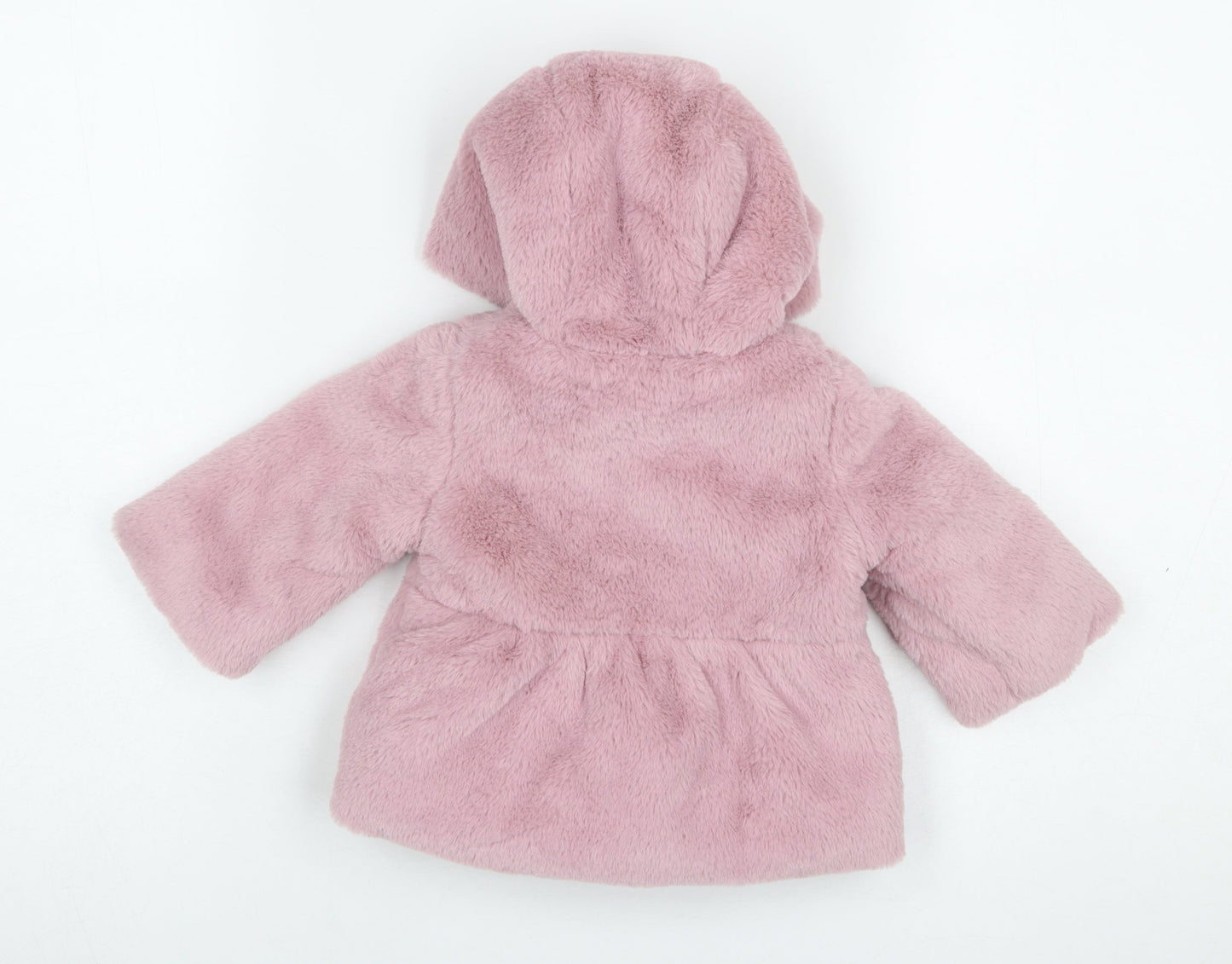 Nutmeg Baby Pink Faux Fur Hooded Coat 0-3 Months Winter Lined Jacket