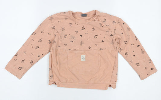 Next Girls Beige Floral Print Cotton Pullover Sweatshirt 5-6 Years