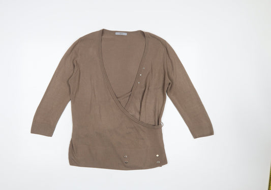 Womens UK Size 16 Marks and Spencer Brown Wrap Jumper