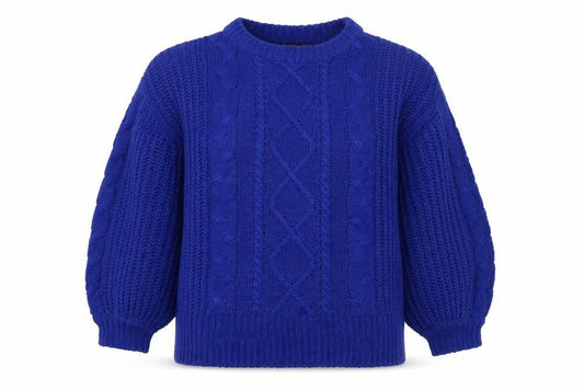 Brave Soul Women Blue Cable Knit Crew Neck Jumper Size 14