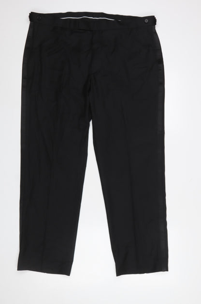 Mens UK Size 38 SHT Marks and Spencer Regular Fit Dress Pants Black Trousers