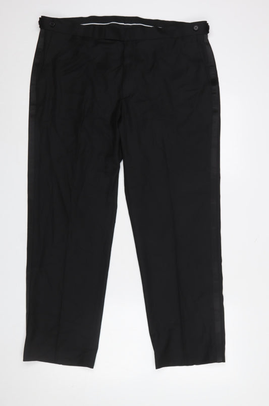 Mens UK Size 38 SHT Marks and Spencer Regular Fit Dress Pants Black Trousers