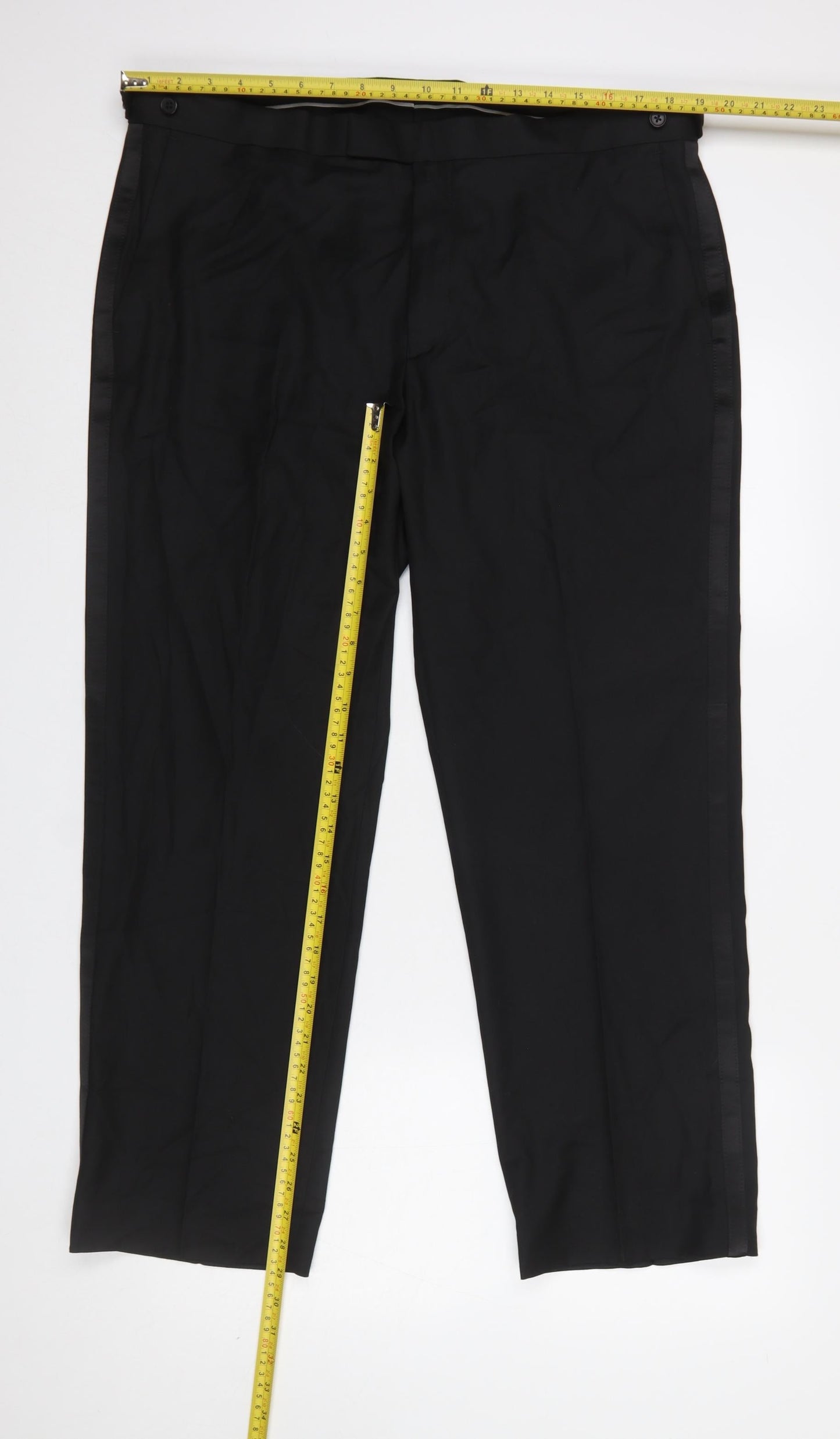 Mens UK Size 38 SHT Marks and Spencer Regular Fit Dress Pants Black Trousers