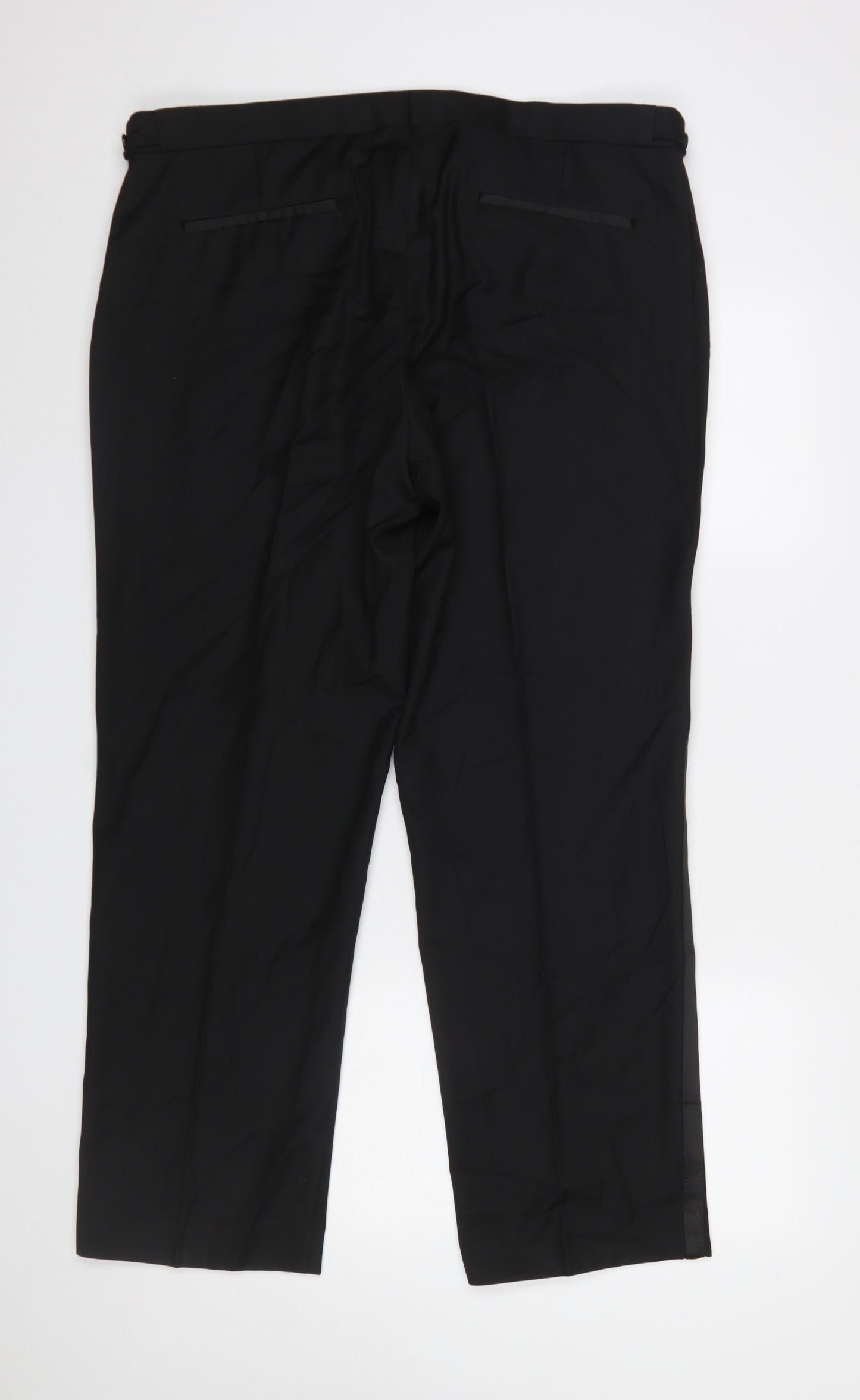 Mens UK Size 38 SHT Marks and Spencer Regular Fit Dress Pants Black Trousers