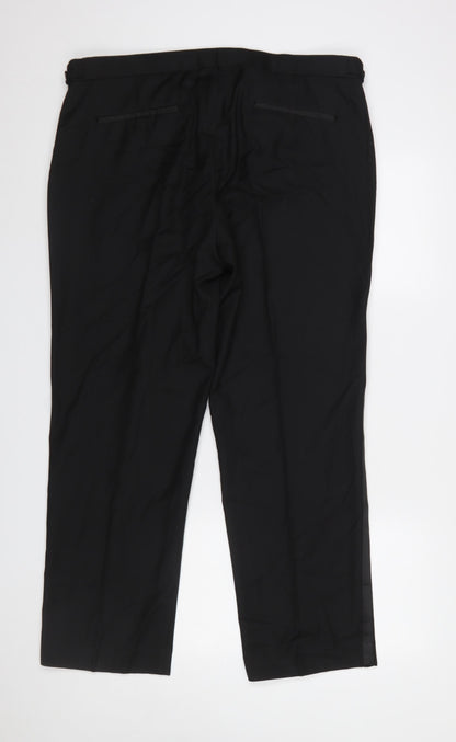 Mens UK Size 38 SHT Marks and Spencer Regular Fit Dress Pants Black Trousers