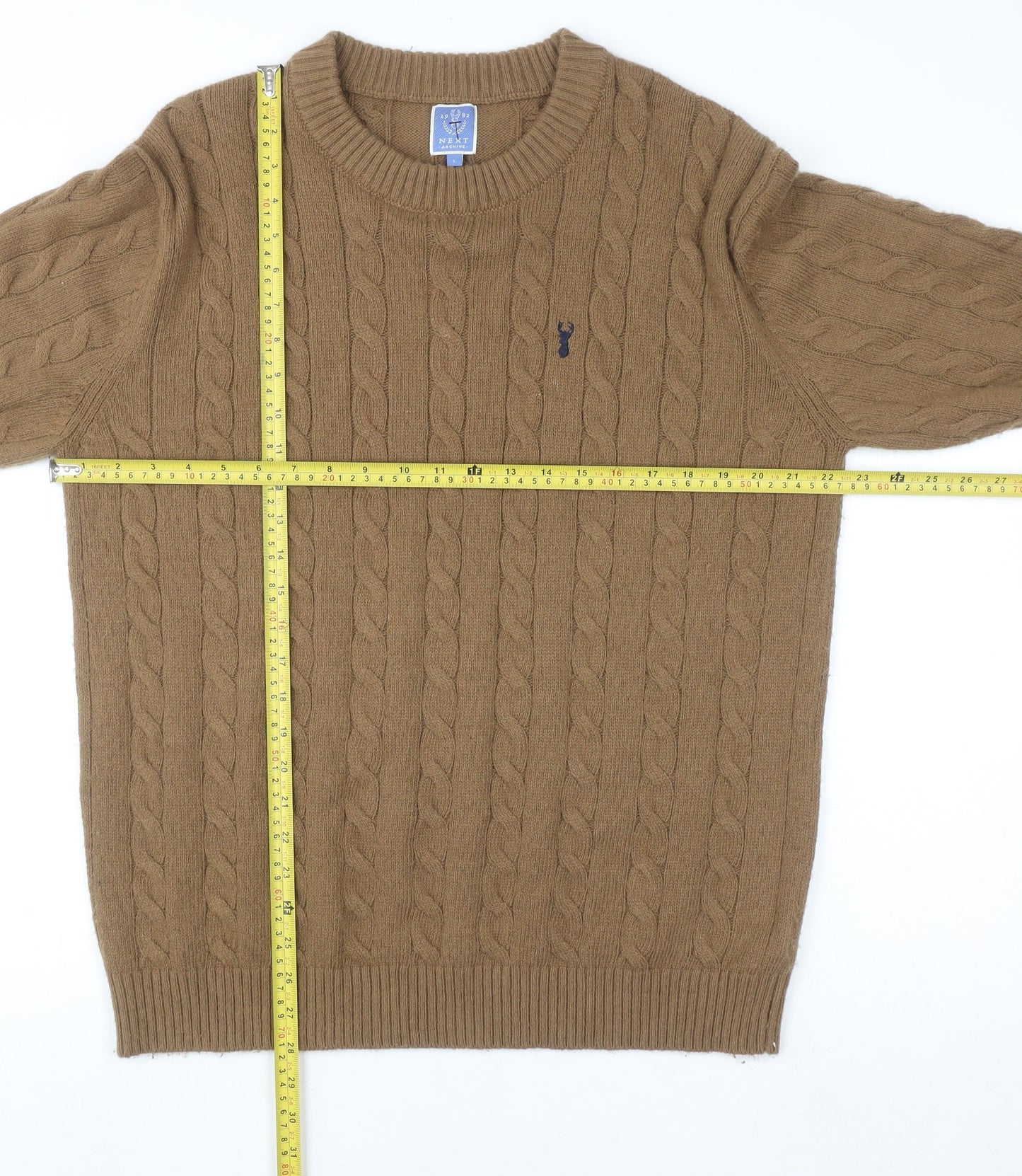 Mens UK Size L NEXT Brown Pullover Jumper
