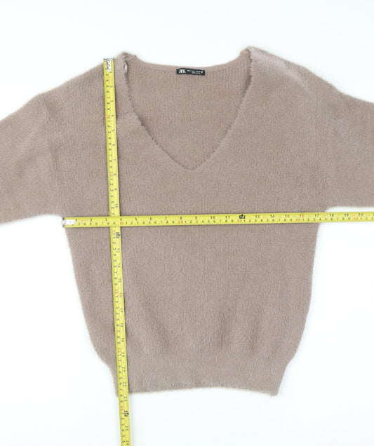 Womens UK Size S Zara Beige Pullover Jumper