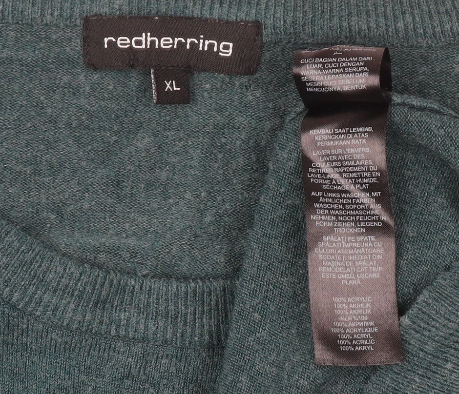 Mens UK Size XL Red Herring Green Pullover Jumper