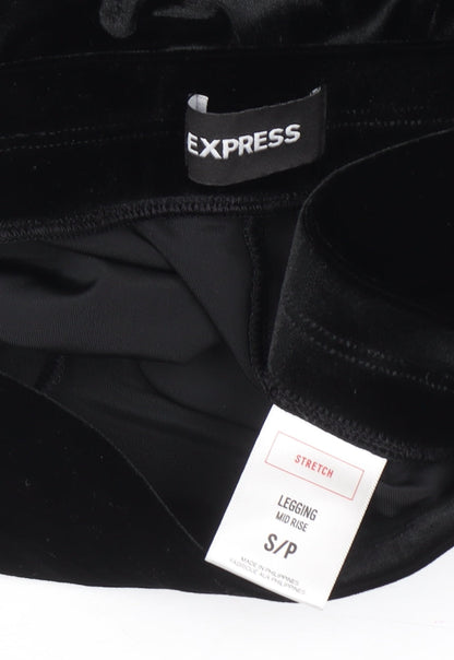 Express Women’s Black Velvet Mid Rise Stretch Ankle Leggings Size S