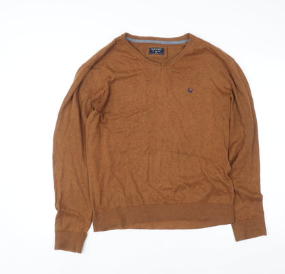Mens UK Size M Old Khaki Brown Pullover Jumper