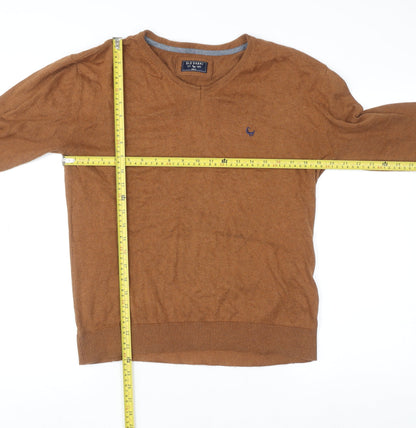 Mens UK Size M Old Khaki Brown Pullover Jumper
