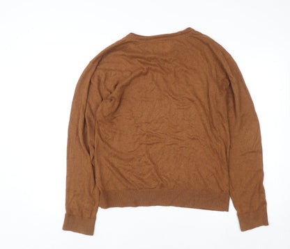 Mens UK Size M Old Khaki Brown Pullover Jumper