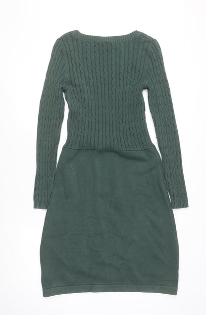 Crew Clothing Co. Women’s Green Jumper Dress Size 10 Knit Long Sleeve