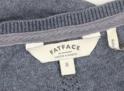Womens UK Size 8 FatFace Blue Cardigan Jumper