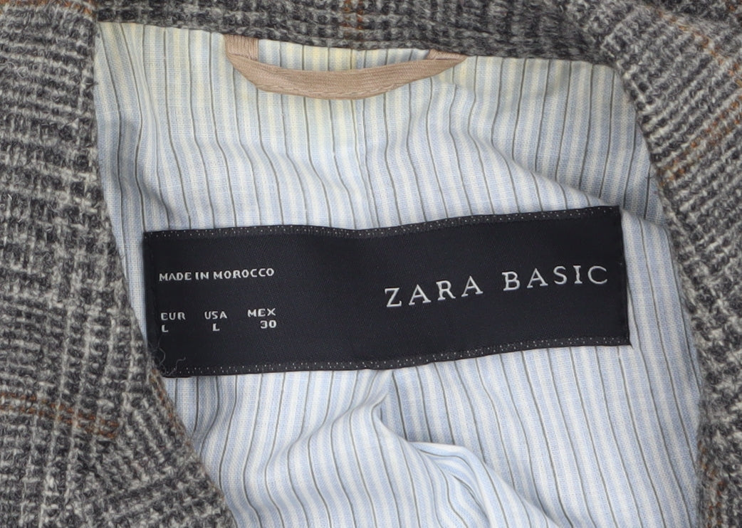 Womens UK Size L Zara Basic Regular Grey Blazer