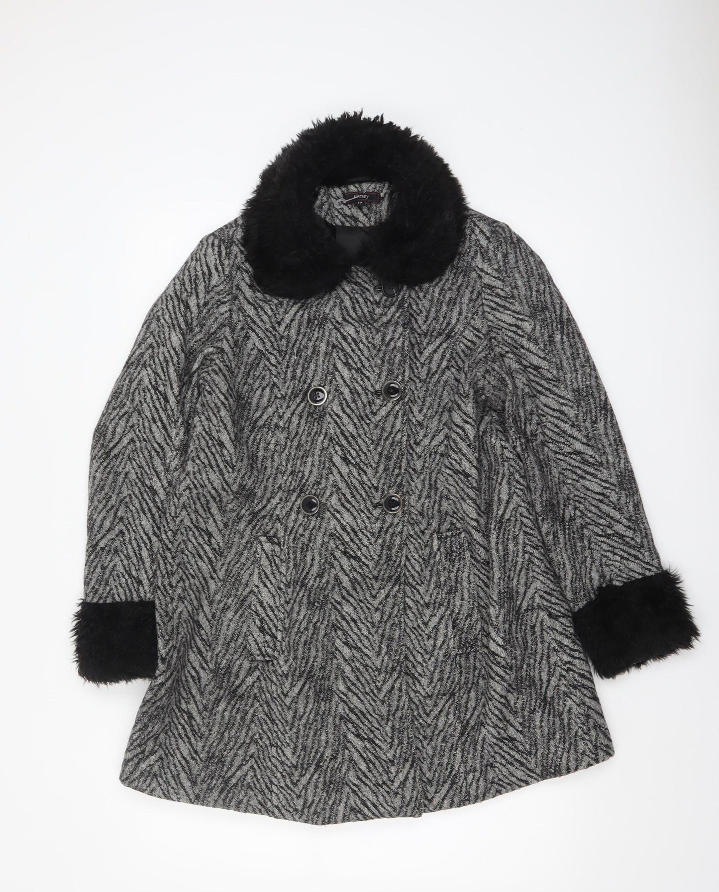 Womens UK Size 10 Therapy Grey Pea Coat