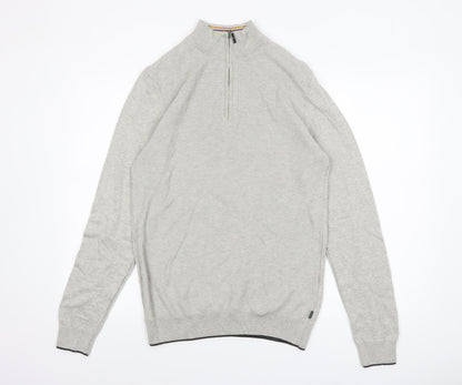 House of Cavani Men's Grey Cotton Half Zip Jumper Size M