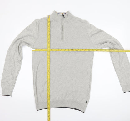 House of Cavani Men's Grey Cotton Half Zip Jumper Size M