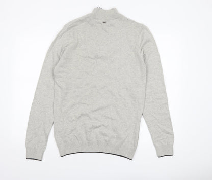 House of Cavani Men's Grey Cotton Half Zip Jumper Size M