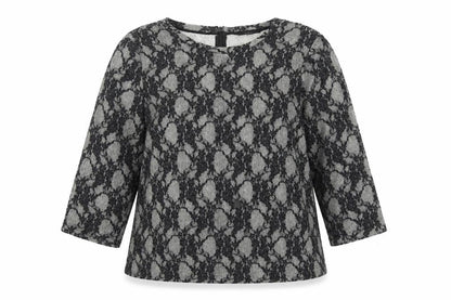 Next Womens Grey Lace Knit Tunic Blouse Size 18 3/4 Sleeve Stretch Top