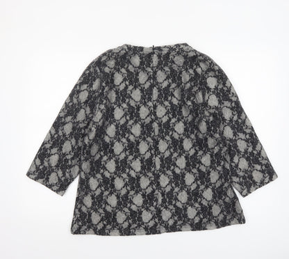 Next Womens Grey Lace Knit Tunic Blouse Size 18 3/4 Sleeve Stretch Top