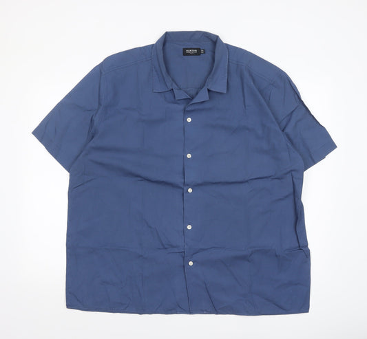 Burton Menswear Men’s Blue 2XL Short Sleeve Button-Up Shirt