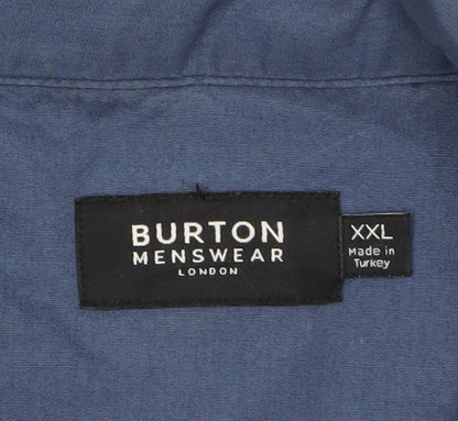 Burton Menswear Men’s Blue 2XL Short Sleeve Button-Up Shirt