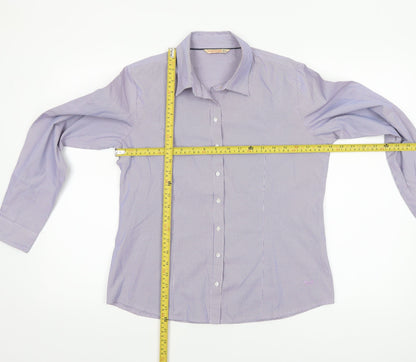 Scullers Women's Purple Check Cotton Blend Long Sleeve Button-Up Shirt L
