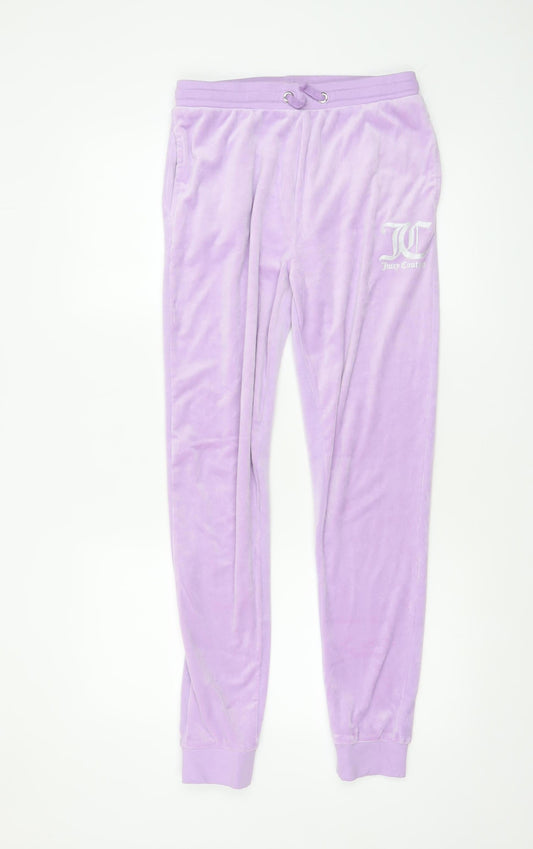 Girls UK Size 15-16 Years Juicy Couture Regular Fit Jogger Purple Trousers