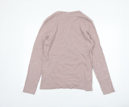 Champion Men's Brown Long Sleeve Cotton Crew Neck Top Size L