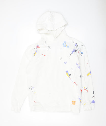 Mens UK Size M Zara White Pullover Hoodie