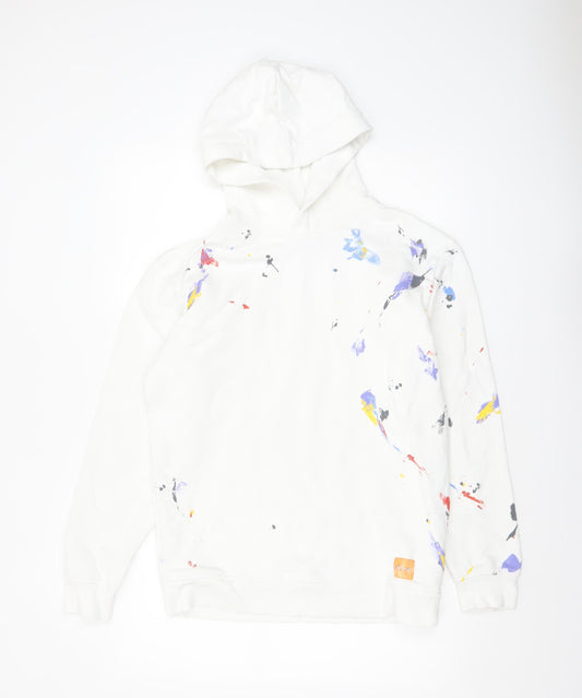 Mens UK Size M Zara White Pullover Hoodie