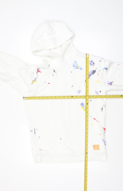 Mens UK Size M Zara White Pullover Hoodie