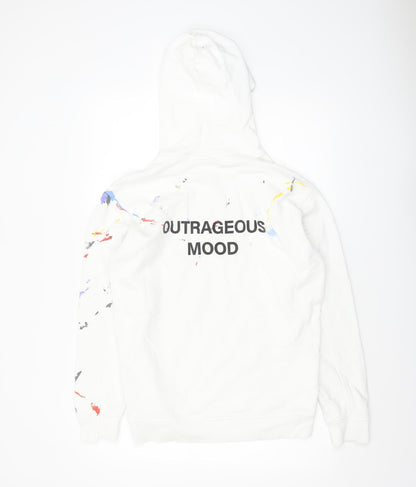 Mens UK Size M Zara White Pullover Hoodie